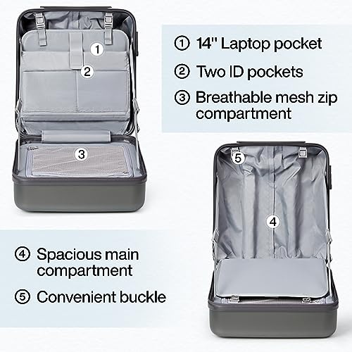 Hanke 16 Inch Underseat Carry On Luggage Hard Shell Suitcases with Wheels Mini Small Carry On Bag for Airline Approved TSA Luggage Lightweight Travel Suitcase(Graphite Grey)4