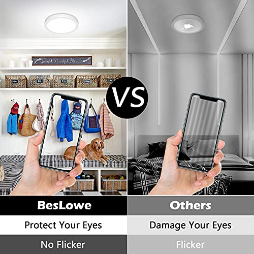 2-Pack 150W Equivalent Led Flush Mount Ceiling Light Fixture 8.5In Modern Dimmable 18W 1260Lm Adjustable 3 Color Temperatures 3000K/ 4000K/ 5000K Round Close To Ceiling Light For Kitchen Hallway White #TOP4