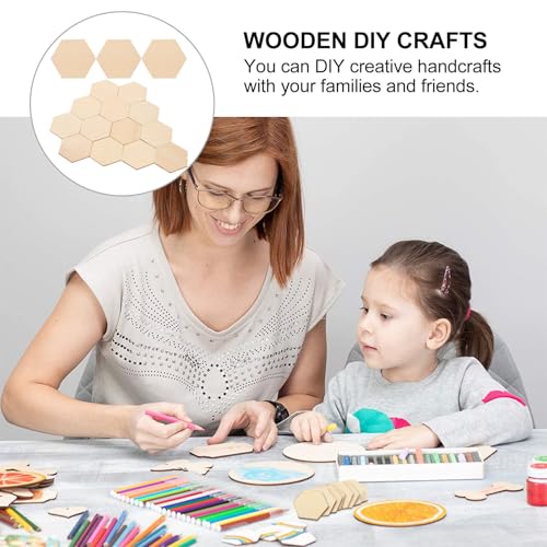 VOSAREA 50pcs Hexagon Wooden Cutouts 50mm Unfinished Wood Pieces for DIY Crafts and Decorations, Natural Beige Wood Material with Superb Cutting Technique, Safe to Use for Creative - Image 5