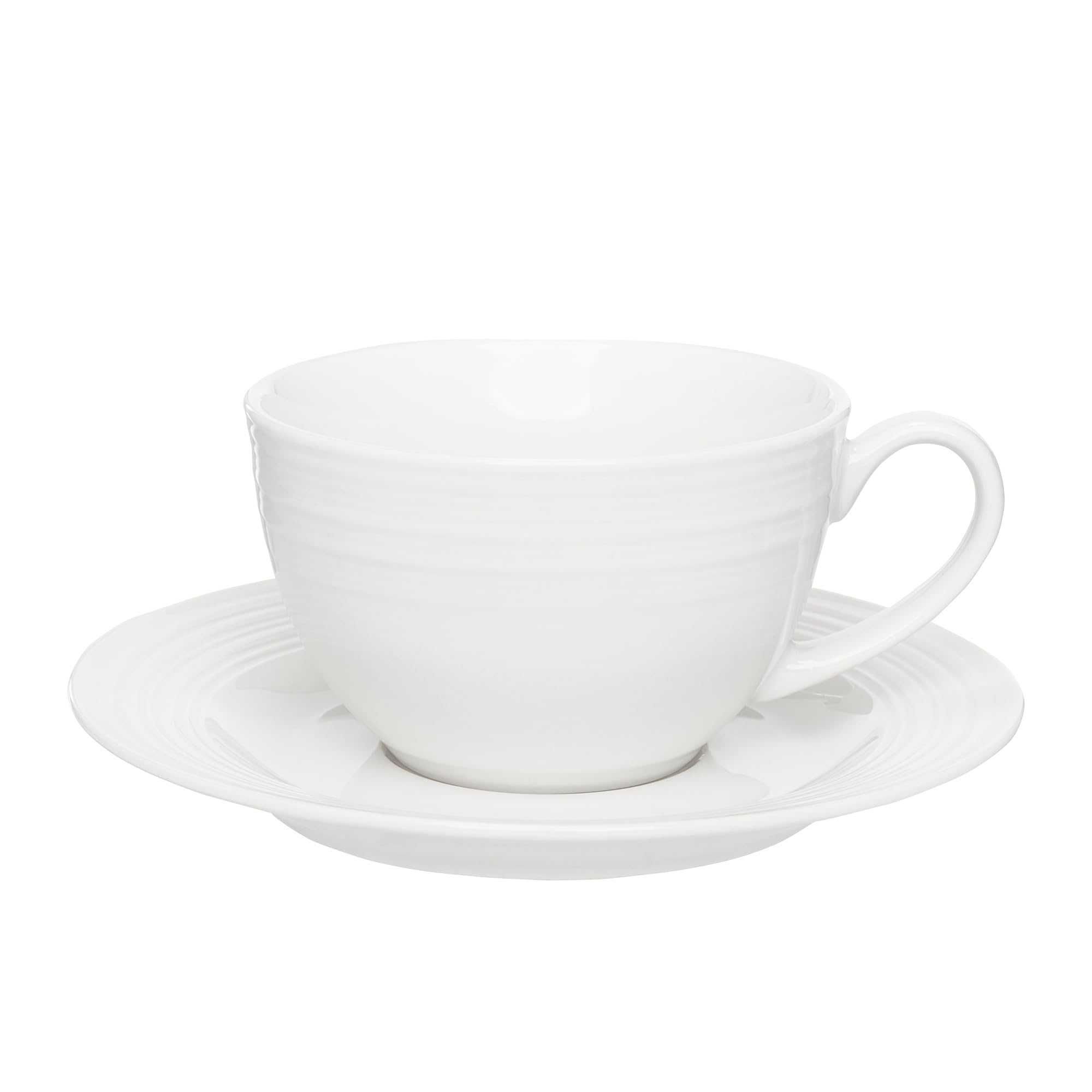 AMBITION Servizio da caffè in porcellana Linea con tazze e piattini, 12 pezzi | Set da caffè bianco per 6 persone, lavabile in lavastoviglie e microonde