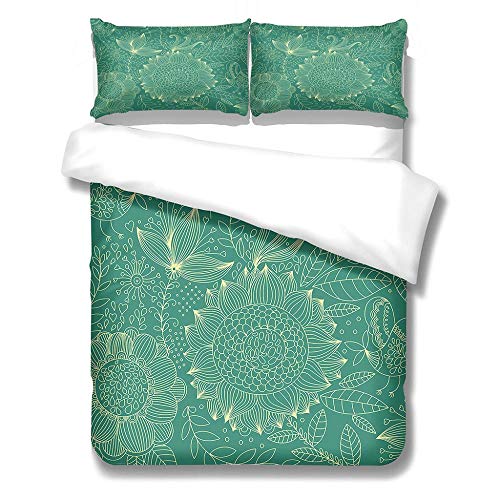 Funda nordica 240x 260 Estampado Verde Esmeralda Fundas nordicas Cama Modernas Hipoalergénica Ropa de Cama Conjunto Microfibra con 2 Fundas de Almohada 50x75cm Suave Transpirable