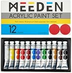 MEEDEN Beginners Acrylic Paint Set: 12 Colors 12ml/0.41 fl oz Heavy Body Starter Set - Non-toxic Rich Pigments Art Paint for Adults Hobbists Painting on Canvas Wood Fabric Craft