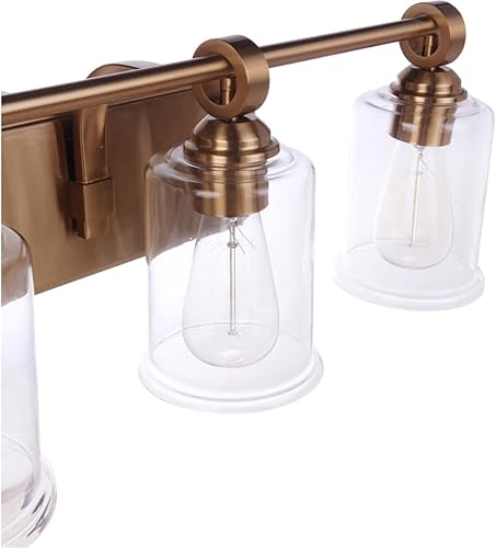 Miniatura 7 de Craftmade 56404-SB Romero - Lámpara cilíndrica de cristal transparente para tocador de baño, 4 luces, 240 vatios totales, 9 pulgadas de alto x 30