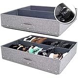 Under Bed Storage with Wheels, Open-Top Underbed Storage Solution for Shoes and Household Items, 28x24x6.3in, Pack of 2