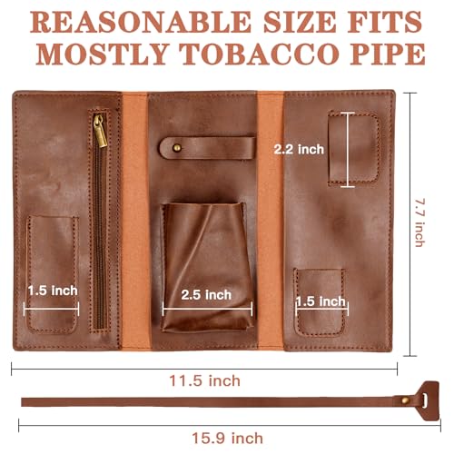 PU Leather Tobacco Pipe Bag, Contains Up to 7 Pouches With Different Functions, Handmade Pipe Tool Pouch, Portable Tobacco Bag, Smell Poof Pouch, Great Gift (Brown) - Image 4