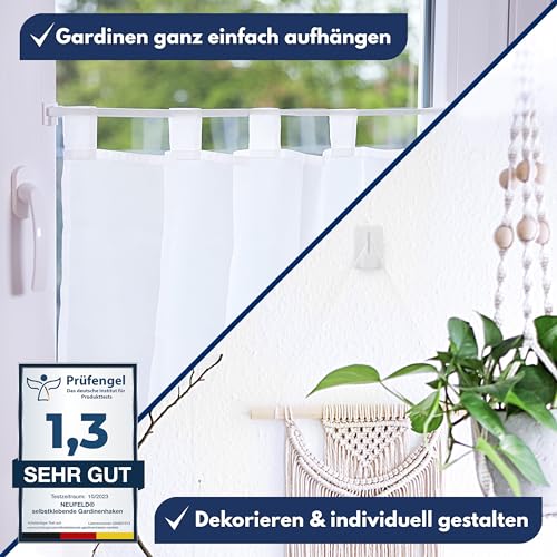 Neufeld® 24 Gardinenhaken selbstklebend weiß [inkl. 3M Klebefläche] – Ansicht 2