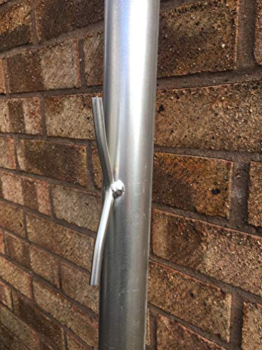 Washing Line Post - 2 x 2.4 Meter Pulley Wheel & Middle Cleat Hook Galvanised Pole Heavy Duty Clothes Pole (8 Foot)