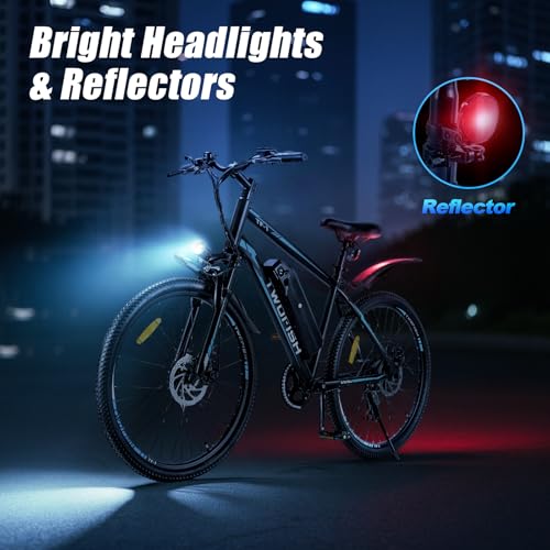 TWOFISH Electric Bike for Adults, 250W Motor E Bike with 36V 15Ah Battery, 100KM Max Range, 7-Speed Electric Mountain Bicycle with LED Display, Disc Brakes, Cruise Control, TF-1 (Black-Red) - Image 7