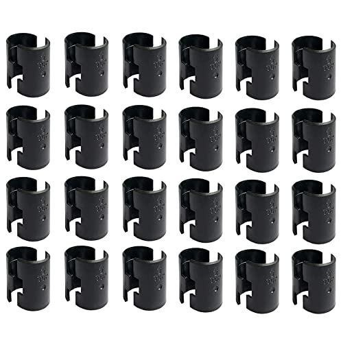 Image of WAFJAMF 48 Pcs 24 Pairs Wire Shelving Shelf Lock Clips for 1 inch Post Black | Durable plastic rack sleeves replacements fits 1 inch metal poles with layer height adjustment stability