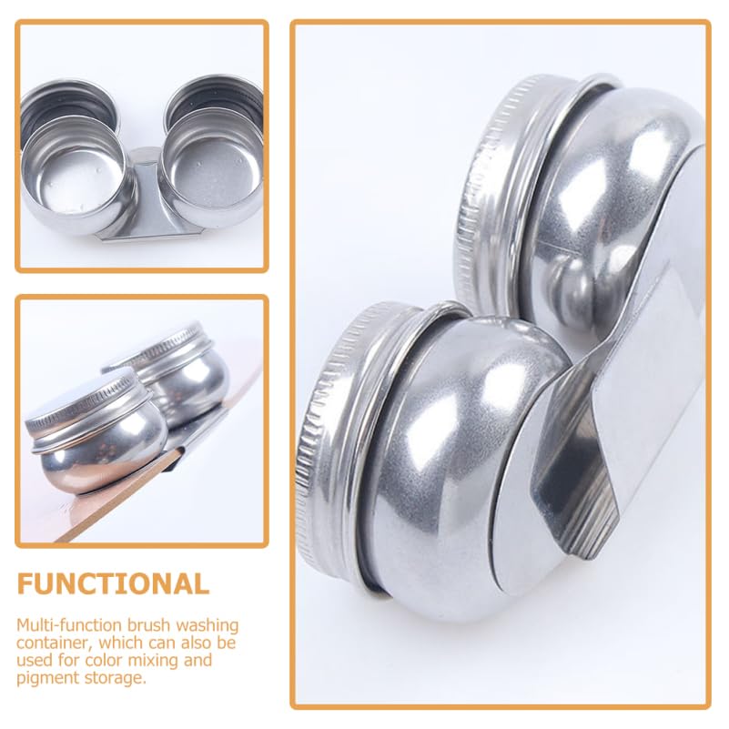 Lot De 4 Gobelets à Pinceaux En Acier Inox – Pour Nettoyage Pinceaux Peinture à L'huile – Avec Couvercle, Pratique Et Compact - 14