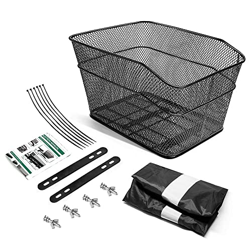 image for ANZOME Rear Bike Basket - Heavy-Duty Iron Wire Bicycle Cargo Rack with