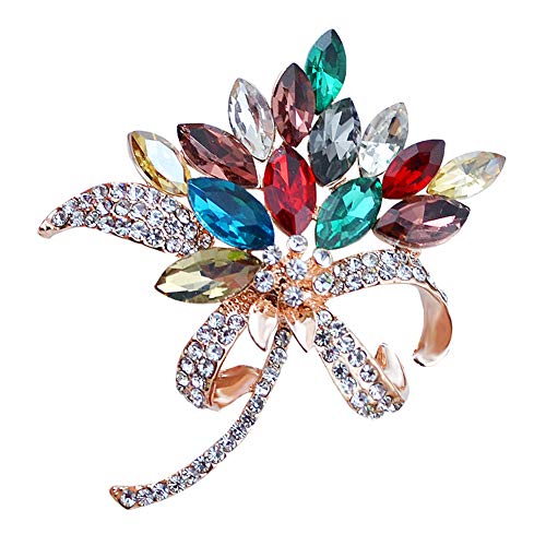 TREESTAR Dames Broche Broches Plaqué Or Strass Cristal Bouquet Broche Pendentif Artisanat Bijoux Cadeau Banquet Partie De Mariage 4.8x4CM Cover