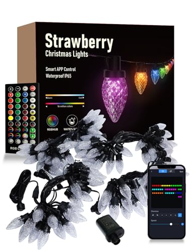 HIITEN RGB C9 Christmas Lights Outdoor 79ft 100LEDs, DIY Chasing Effects Smart Christmas Lights, Bluetooth APP Remote Controlled Extendable Color Changing String Lights with Timer & Music Sync HIITEN RGB C9 Christmas Lights Outdoor 79ft 100LEDs, DIY Chasing Effects Smart Christmas Lights, Bluetooth APP Remote Controlled Extendable Color Changing String Lights with Timer & Music Sync