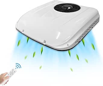 12v RV Rooftop DC air conditioner 8000BTU 12 Volt Ultra-thin Electric Parking Air Conditioner 12V A/C Unit Fit for Motorhome Camper Van Truck Excavator Off-road Vehicle SUV Bus New Energy