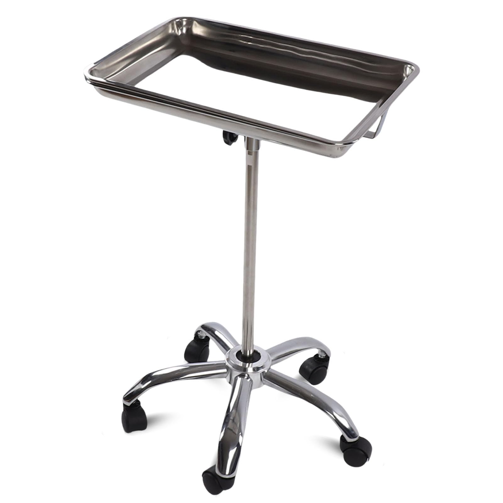 Salon-Tablett auf Rädern, Edelstahl-Tattoo-Tablett-Rollwagen, Höhenverstellbares Dental-Tablett, Medizinisches Tablett auf Rädern, für Medizin, Friseur, Tätowieren, Spa, Salon