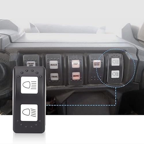 Miniatura 3 de Interruptor de haz alto y bajo para Can-Am Commander Maverick MAX 1000, STD, XRS, interruptor de 6 pines de haz alto y bajo, 20 A 12 V, luz LED azul