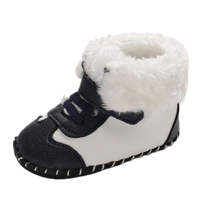Baby Boys Soft Sole High Top Ankle Pu Leather Sneakers, Sport Newborn Infant First Walkers Winter Shoes