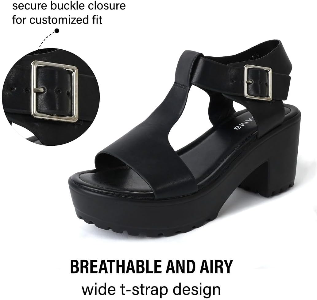 J. Adams Corby Platform Sandals Heeled Sandals for Womens - T-Strap Chunky Mid Heel Sandal Wedges for Women - Women's Footwear Platform Shoes - Summer Shoes for Women - Image 5