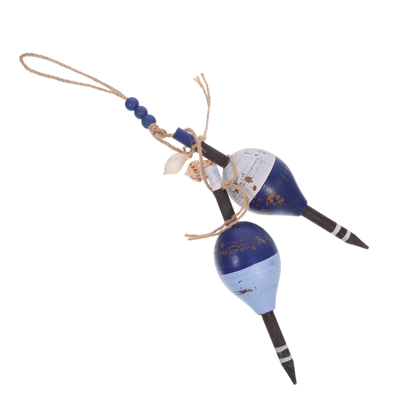 VALICLUD Mediterranean Wooden Buoy Wall Art Rustic Nautical Hanging Ornament Coastal Beach Decor with Fade-resistant Finish and Sturdy Jute Rope for Home Wall Decoration