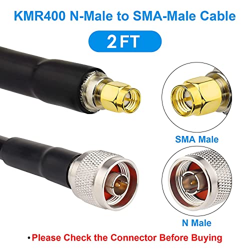 Image of XRDS -RF SMA to N Cable 2FT, N-Male to SMA-Male Connector Low Loss KMR400 Extension Cable
