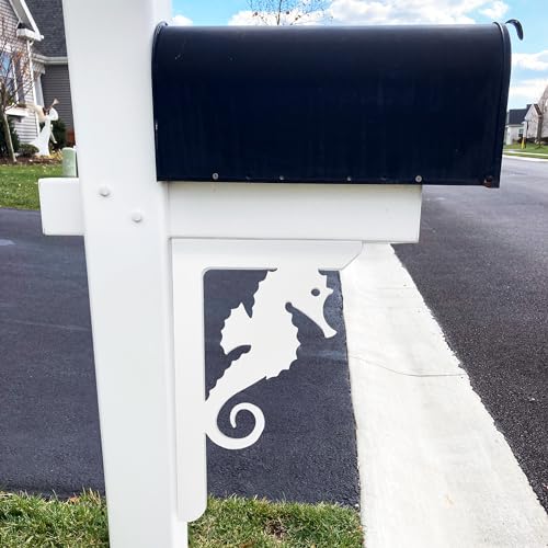 JennyGems Seahorse Decorative PVC Mailbox or Porch Bracket, Mailbox Decor for Outside, Beach Coastal Theme, 16 Inch, Made in USA