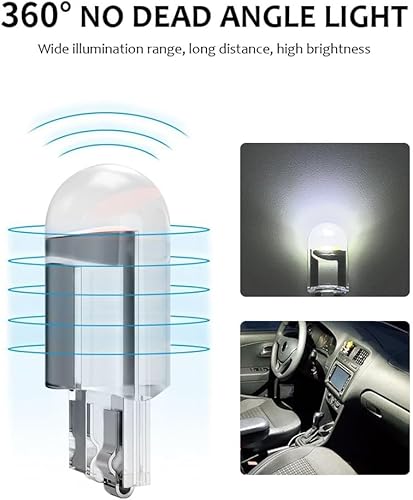 SUCANY W5W LED,12V T10 LED COB Bombilla,194 2825 175 192 168 501 Wedge Lampara para Coches 6000K(Xenón Blanco),LáMparas De MatríCula De Coche, Luces Laterales, PosicióN, Luz De CortesíA(10 Piezas) - imagen 5