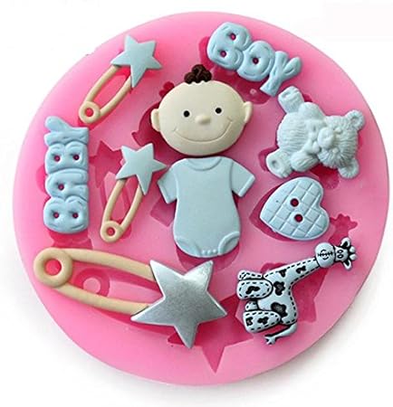 Baby Shower Bebe Garcon Moule En Silicone Moule A Gateau Cupcake Decoration En Glacage Amazon Fr Cuisine Et Maison