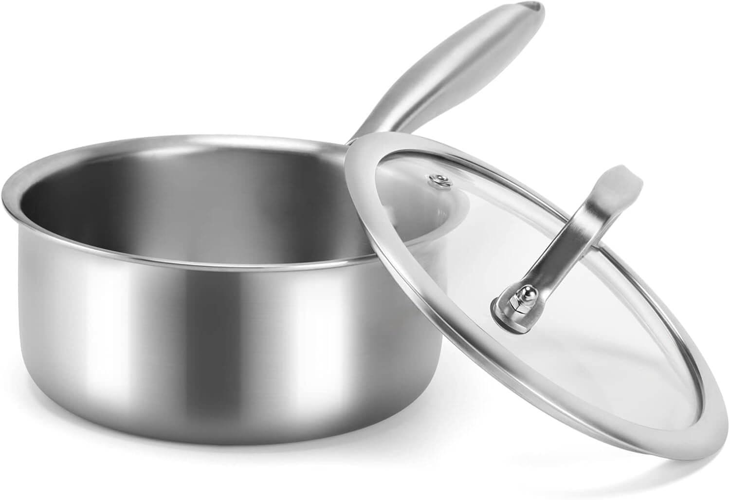 Nontoxicook Professional 16cm 1.4L Uncoated Tri-Ply Saucepan with Lid