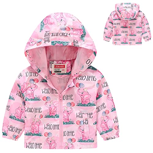 Windbreaker Jacket for Toddler Girls Outdoor Hiking Lightweight Hooded Coat Kids Zip Up Cute Print Outerwear3