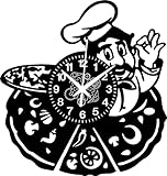 Instant Karma Clocks | Orologio da Parete Tema Pizzeria con Pizzaiolo e Forno a Legna | Design Artistico per Arredare Cucina, Ristorante, Locali o Regalare agli Amanti della Pizza (Nero-02)