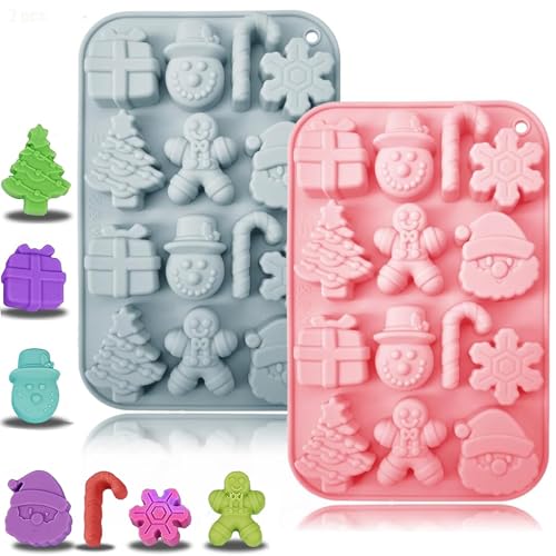 2 Pièces Moules en Silicone Noël, Moulle Silicone Sapin de Noël, Pour Gâteaux, Desserts, Chocolats, Puddings, Gelées (A)