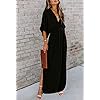 Meenew-Womens-Summer-Maxi-Dress-Party-Vacation-High-Slit-Loose-Long-Beach-Dress Meenew Women's Summer Casual Long Dress Plunge Neck Maxi Party Dress Black L