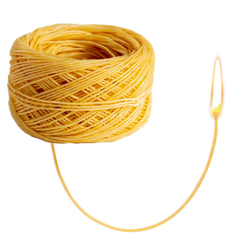 Skypro Light/Yellow 200Ft Hemp Wick, Cigarette Ing Hemp Rope, Hemp Wick Well Coated Beeswax For Hemp Wick Er Or Candle Making (1.2Mm)