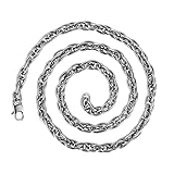 SanThree 7mm Pure Titanium Twist Rope Chain Necklace, Skin Friendly Braid Hip Hop Necklaces for Men
