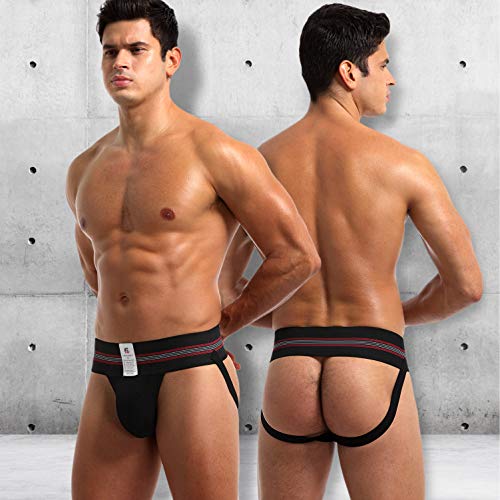 image for Arjen Kroos Men's Sexy Jockstrap Underwear Athletic Supporter,blackwhi