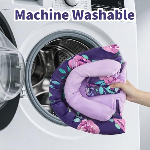 Image of Baby Car Seat Head Support with Extra Headrest, 2-in-1 Babybody Supports with Shoulder Pads Set for Newborn, Adjustable Infant Car Seat Insert Compatible with Stroller, Baby Swing (Purple Flower)