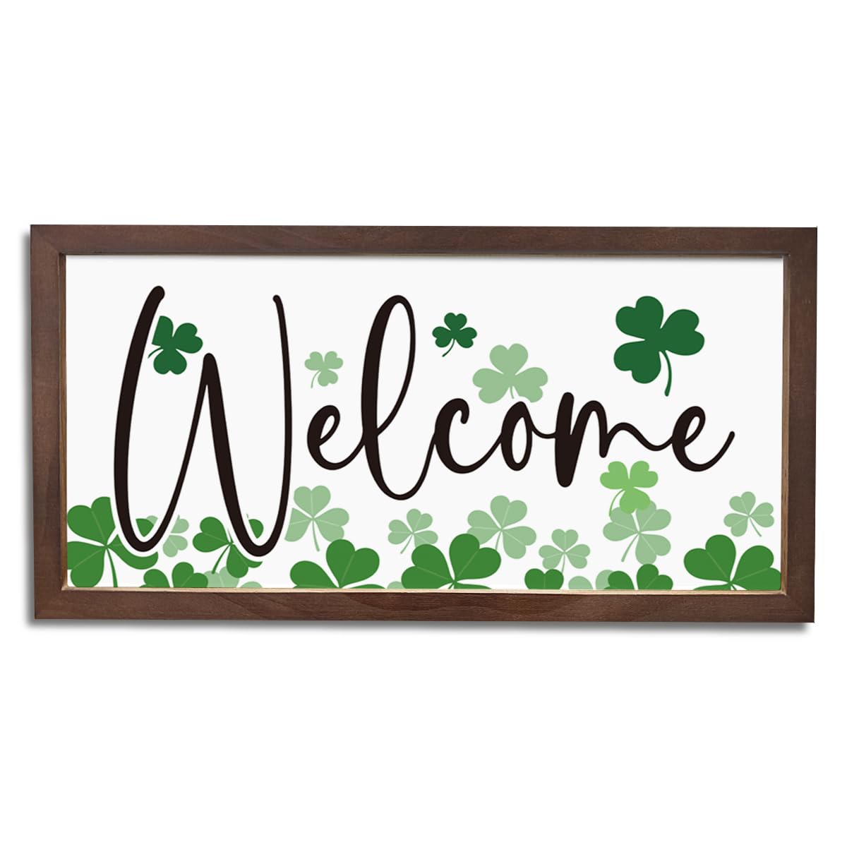Welcome Sign, St. Patrick's Day Decor for Front Door Porch, Indoor Irish Wooden Plaque, Shamrock Hanging Decoration for Holiday Home Wall, Housewarming Decor, 15×7.5×0.3 inches