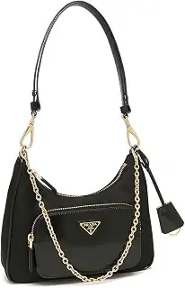 [Prada] [プラダ] ハンドバッグ ショルダーバッグ リナイロン ブラッシュドレザー ミニバッグ ブラック レディース 1BC198 R789 F0002 JOO [並行輸入品]