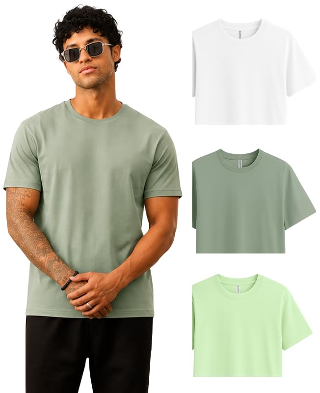 Image of Sleepynuts Men's Everyday Wear Crew Neck Regular Fit T-Shirt | Half Sleeve Solid Plain Casual T-Shirt for Men | Soft Breathable Fabric |
