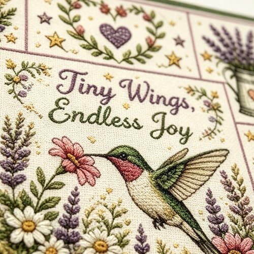 Coffret point de motif colibri et kit broderie artisanale loisirs créatifs - 7