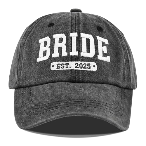 Bride Hat for Bridal Shower Gift, Adjustable Baseball Cap for Wed...