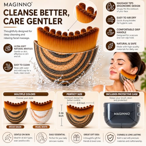 Image of Lymphatic Contour Face Brush - Soft Bristle Lymphatic Drainage Facial Massage Tool for Jawline, Chin & Neck - Face Sculpting & Depuffing Skincare Brush with Travel Case