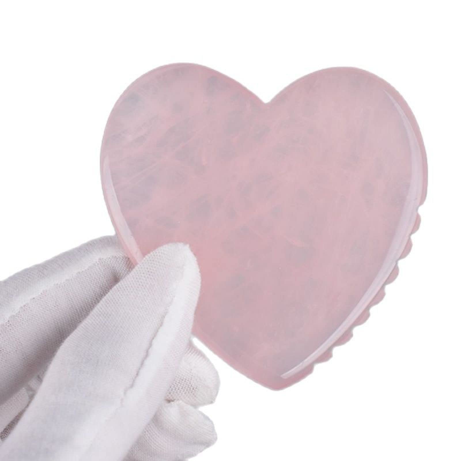 Cuarzo Rosa Natural Amor-Corazón Masaje Diente de Sierra Gua Sha Herramienta Raspado Cuello Cuidado de la Cara Cristal Piedra Salud Masajeador Corporal, 1 Piezas Inicio Colecciones