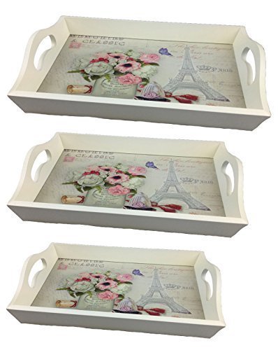 ELBMÖBEL paris lOT dE 3 aM 47-4 bETTTABLETT pLATEAU dE pRÉSENTATION eN bOIS aVEC pLATEAU