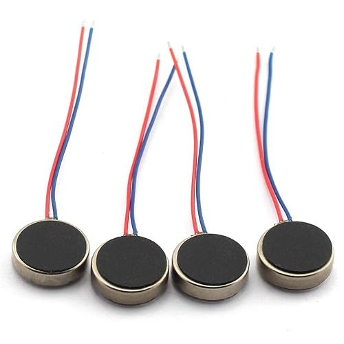 Miniatura 6 de DZS Elec 4 piezas Mini motor de vibración con cable de plomo de 1.378 in de longitud DC 3 V 85 mA 12000 rpm motor plano tipo botón para teléfono