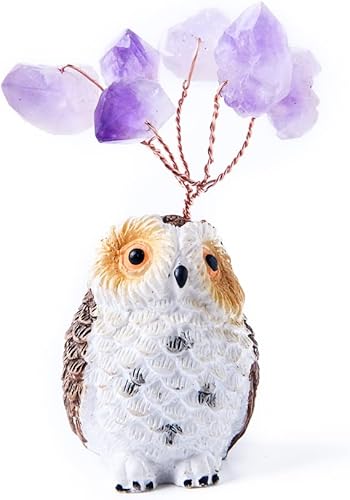 YGLINE Árbol de dinero de cristal natural para curar chakras, bonsái, adorno de árbol de cristal Feng Shui, decoración de base de jarrón de cerámica