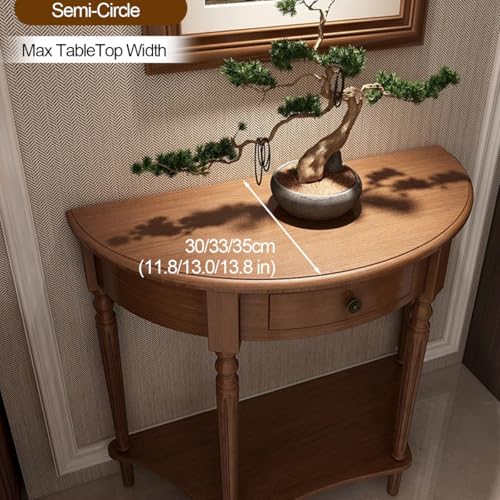 Mesa consola de entrada semicircular en madera natural para un recibidor sofisticado 4