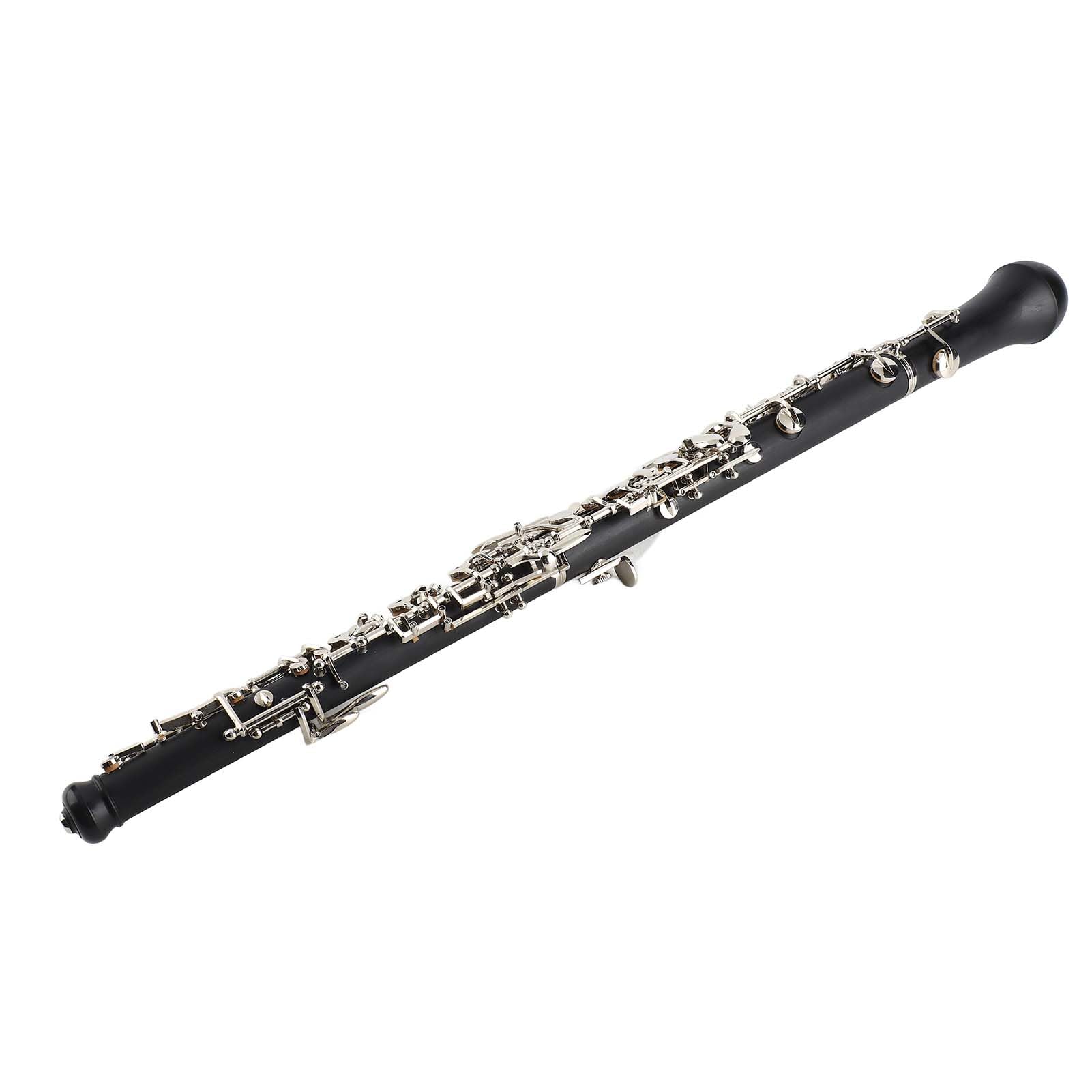 HUIOP Oboe profesional con llave en C,estilo semiautomático,teclas niqueladas,instrumento de viento de madera con guantes de caña para oboe,estuche de cuero,bolsa de transporte,paño de limpieza,oboe