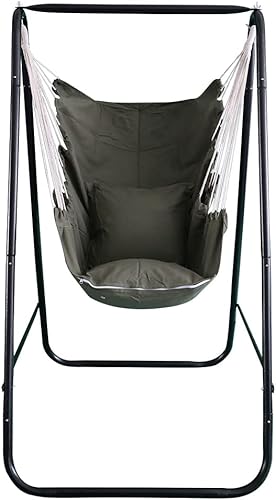 Silla hamaca con soporte, soporte para silla hamaca con columpio colgante incluido, soporte de hamaca resistente a la intemperie, máximo 450 libras,