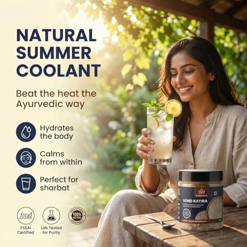 Image of Kamphal Gond Katira Pure 300g | Premium Handpicked Almond Gum (Badam Pisin) | Raw, Unbleached & Therapeutic-Grade | Natural Ayurvedic Coolant for Gut, Skin & Hormonal Harmony
